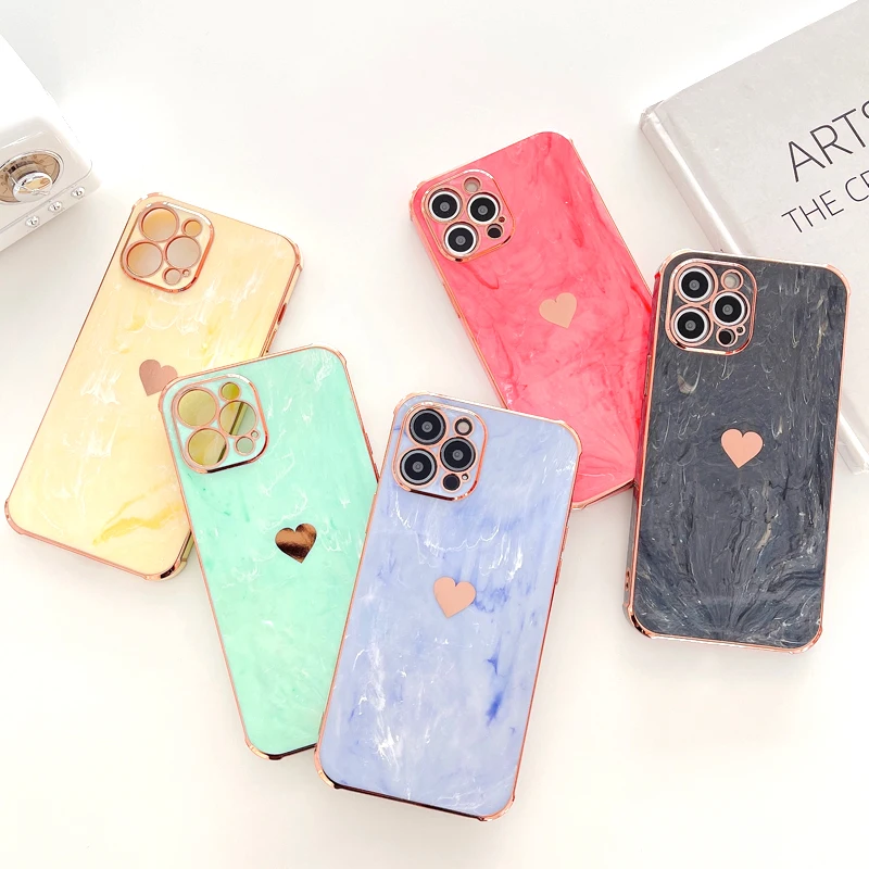 

Luxury Shockproof Marble Case For iPhone 13 12 11 Pro Max XS XR X 8 7 Plus 7Plus 8Plus 11Pro iPhone13 Plating Soft Silicon Cover