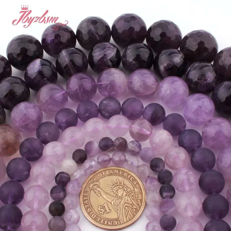 Бусины из натурального камня аметиста для самостоятельного изготовления