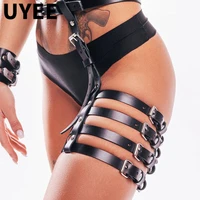 uyee gothic women stocking belt pu leather harness thigh suspenders waist garter lingerie bondage adjustable sword belt garter