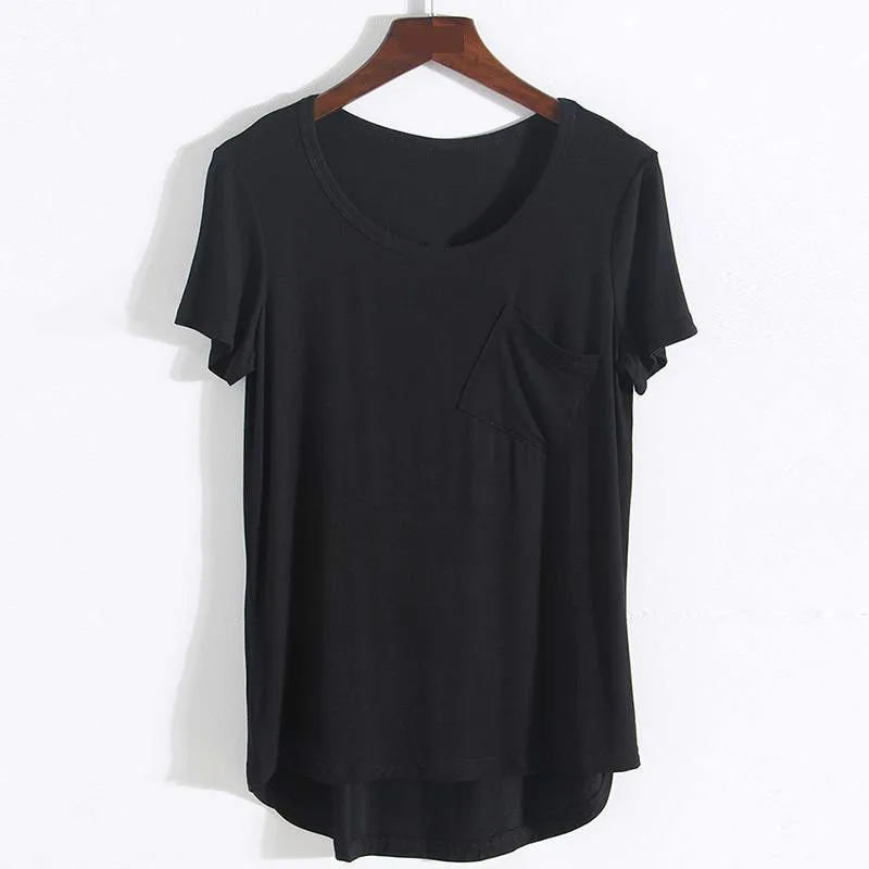 Модальные Короткие футболки с круглым вырезом свободные летние Новое