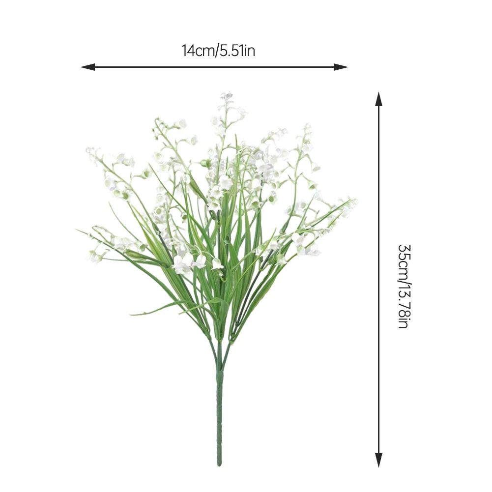 

5 Branches Fake Bouquet Decoration Artificial Flower Bouquet Lily Of The Valley for Wedding Table Centrepieces White