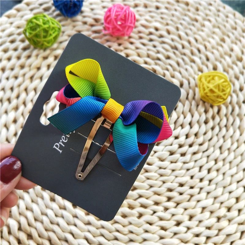 1 шт. новые милые Мультяшные радужные заколки с бантом BB для волос аксессуары