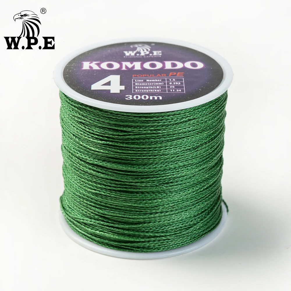 W.P.E KOMODO Фирменная плетеная рыболовная леска 300 м 0 6 # 4 жильная полиэтиленовая 3 63 27