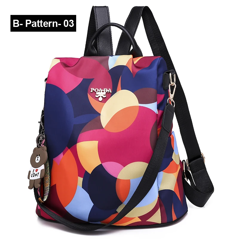 B-Pattern-03 Новинка, женский рюкзак, Оксфорд, многофункциональный, рюкзак, Повседневный, Противоугонный, рюкзак для девочек-подростков, школьный ранец,, Sac A Dos mochila - Цвет: B-Pattern-03