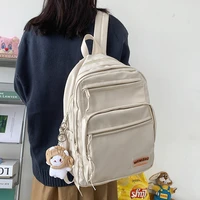 cute women backpack for teenage girl student school bag solid color multiple pockets female backpack nylon travel backbag