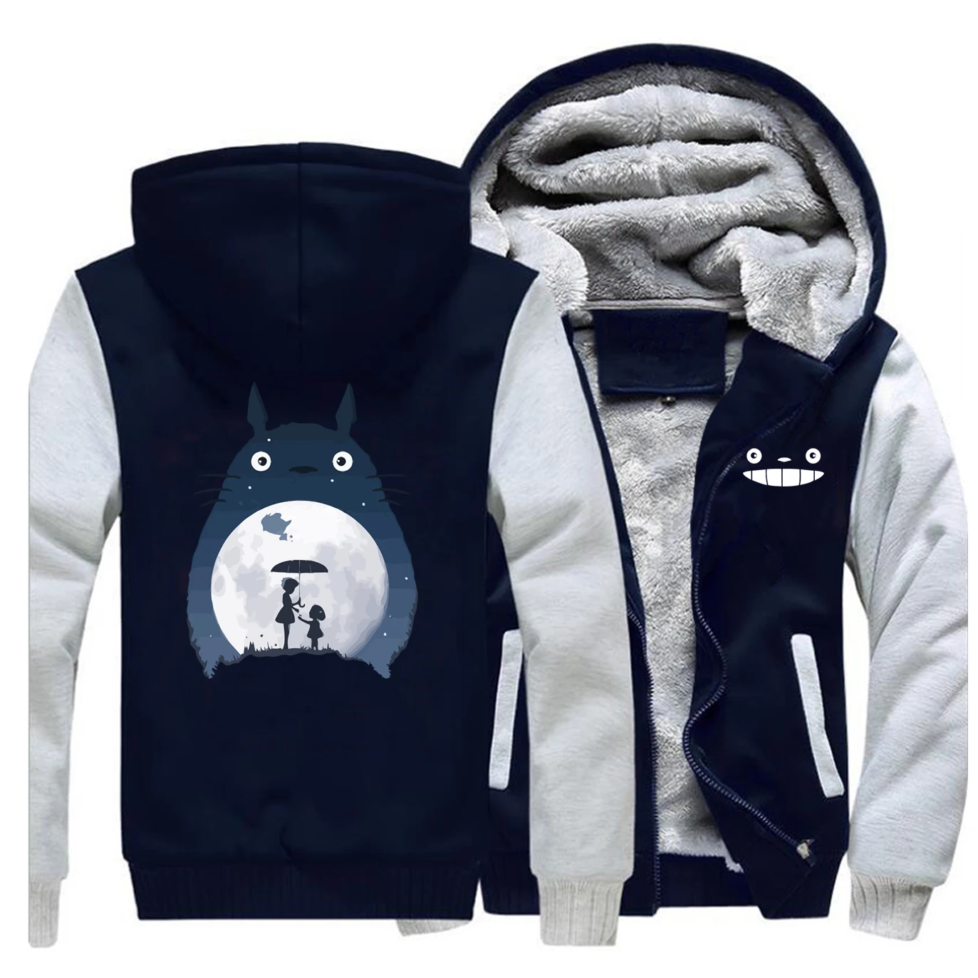 Tonari No Totoro мужские толстовки с капюшоном из плотного флиса брендовые теплые толстовки с капюшоном пальто на молнии винтажная куртка в стиле аниме зимняя Японская уличная одежда