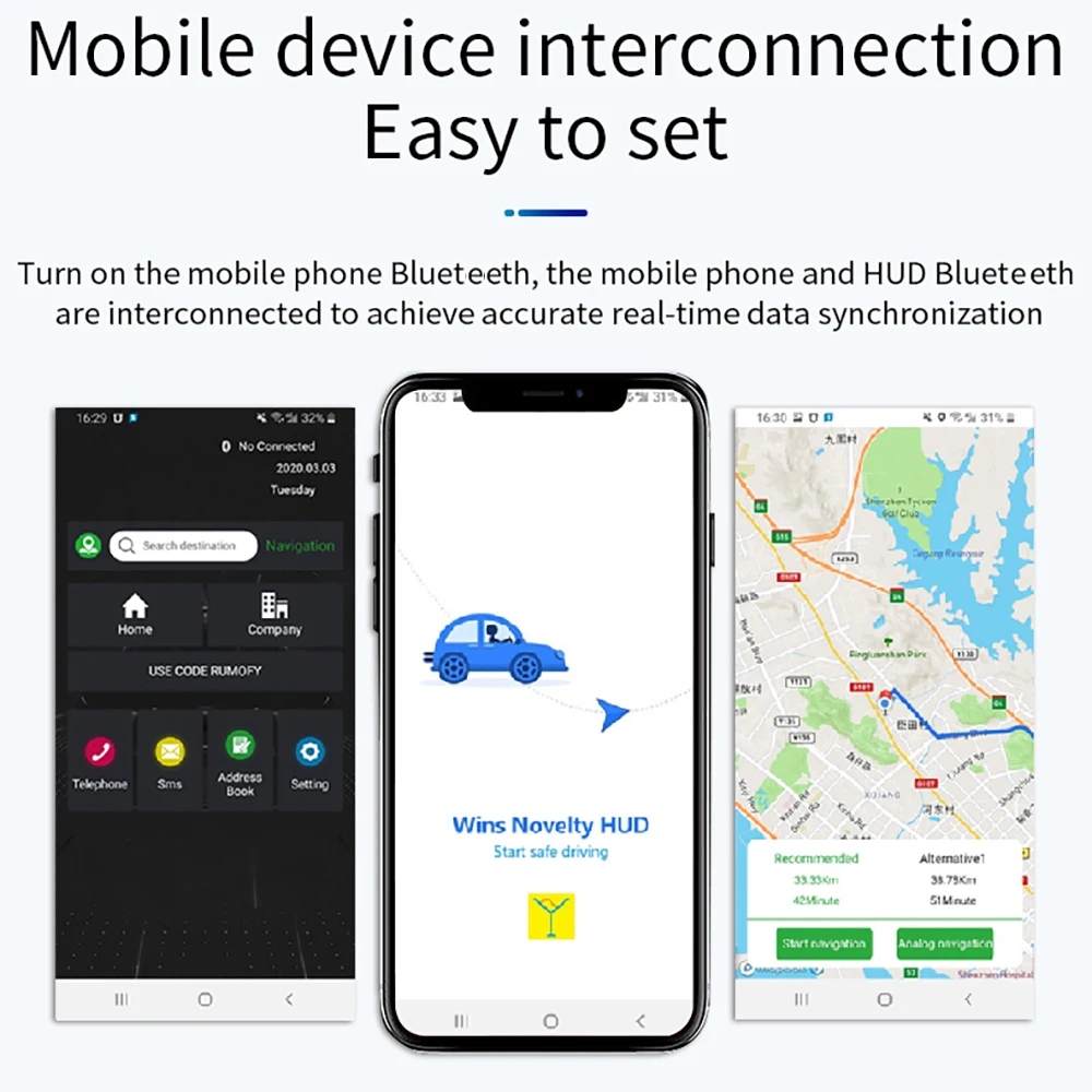 

Onever HUD Car Navigation Display Multi-Interface Gauge GPS Navigation P20 Display Car Speed AlarmLCD Wide Temperature Scanner