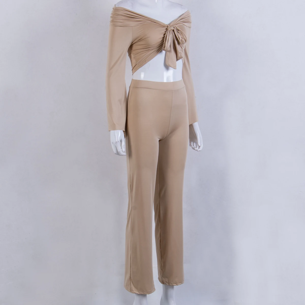 Женский комплект одежды повязка с длинным рукавом укороченный топ блузка