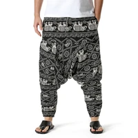 nepal style baggy loose casual pants for men harem pants print retro drop crotch joggers cotton yaga trousers men hip pop