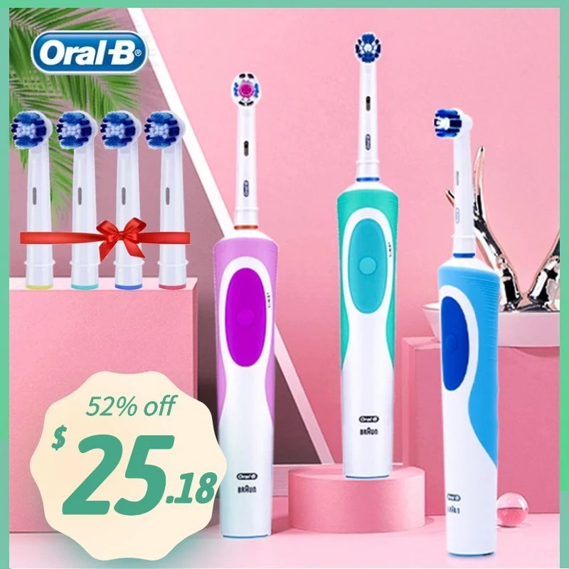 Escova de Dentes Lidar com 1 Oral Vitalidade Elétrica Rotativa Temporizador Automático Recarregável 1 Cabeça Pro 500 Series Braun b