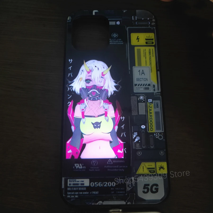 

LED Call Light Up Girl Glass Phone Case For iPhone 12 11 Pro Max X Xr Xs Max 6 7 8 Plus Smart Voice Control Luminous Back Cover