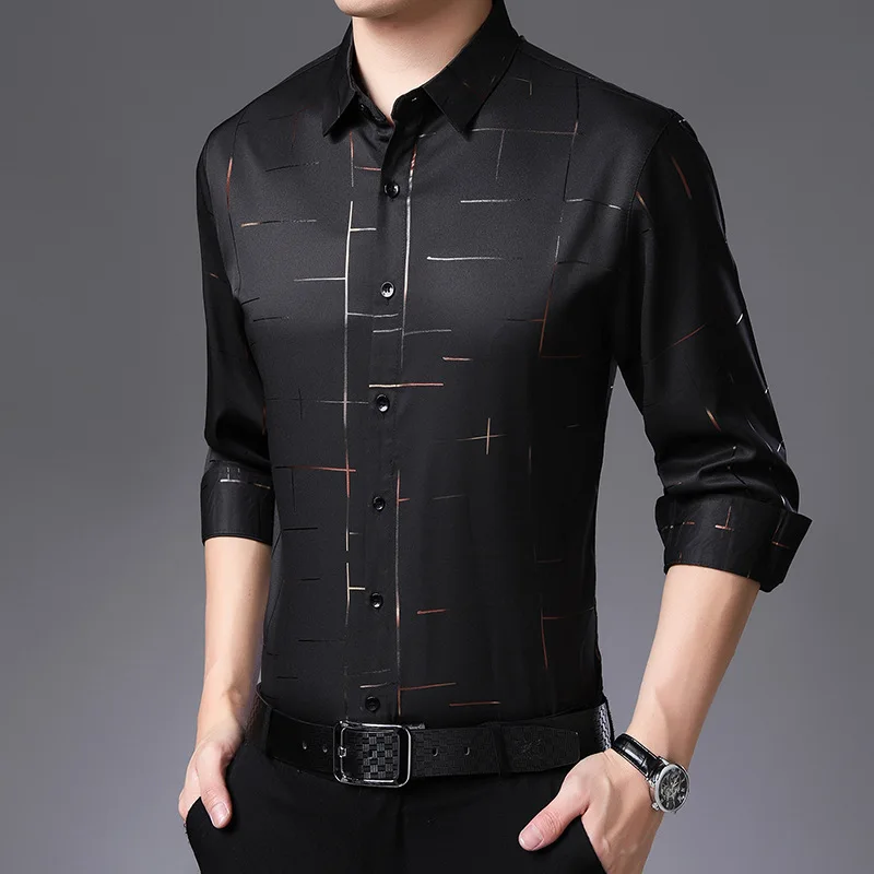 Jbersee Новое мужское платье рубашка размера плюс черная Синяя Клетчатая сорочка Homme