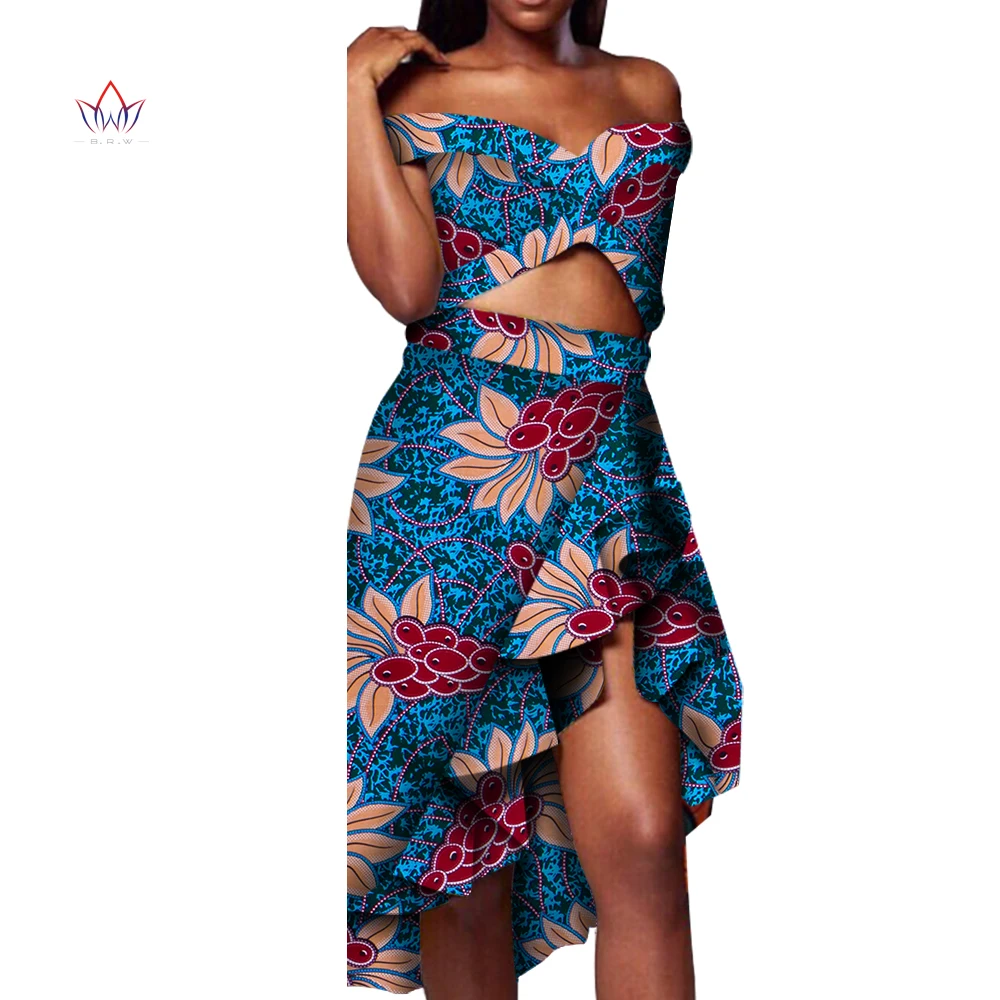 Летние африканские костюмы с юбкой Дашики для женщин Элегантный женский