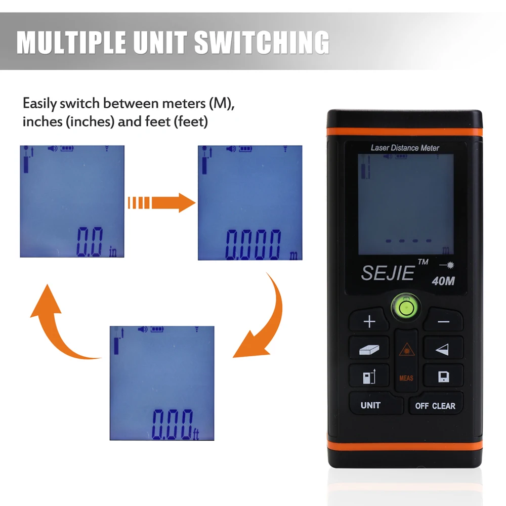 Измерительная лента с ЖК-дисплеем 40 м лазерная линейка дальномер цифровой