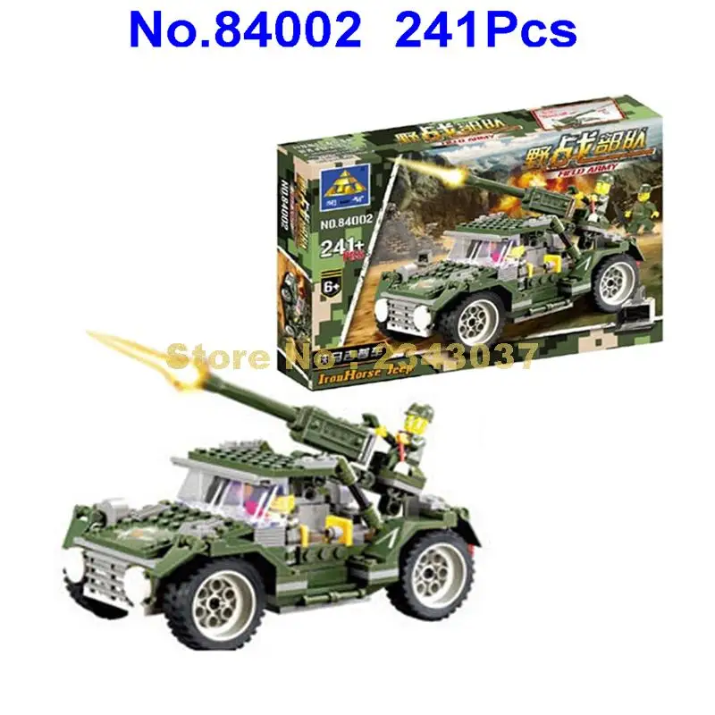 241 шт. военная армия железная лошадь грузовик военное оружие 4 строительные блоки