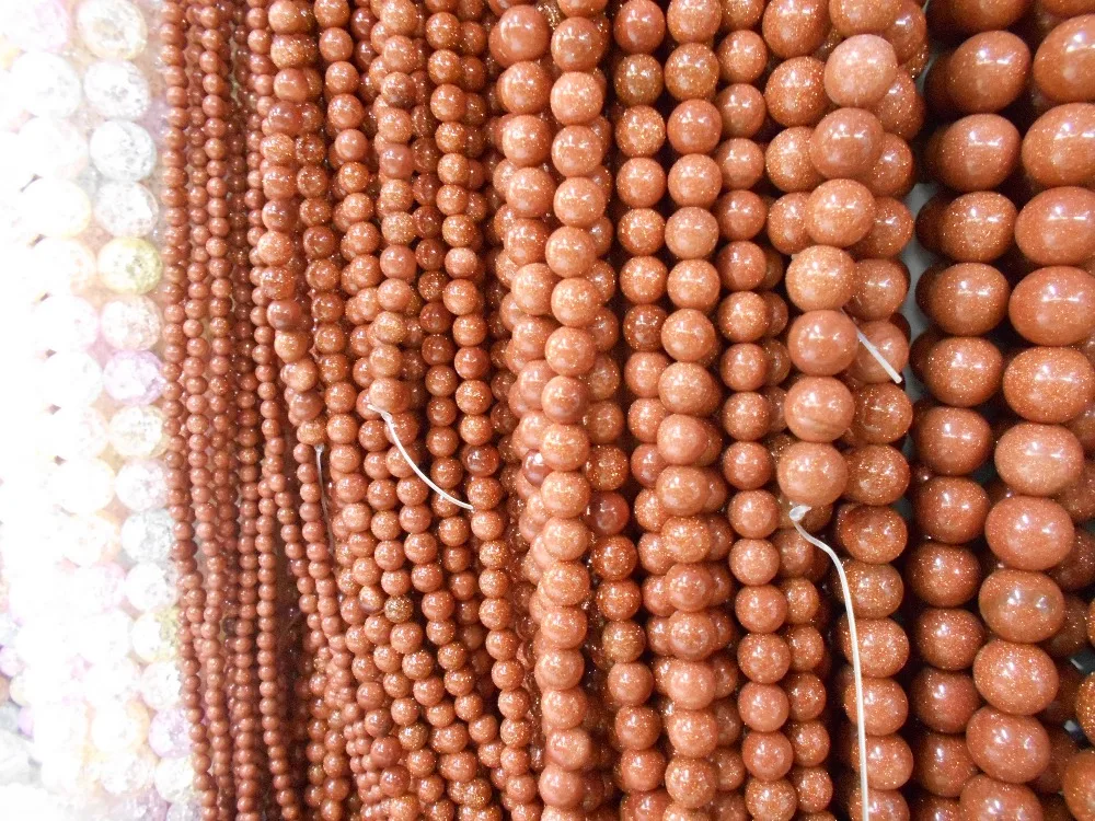 Круглая форма оптом натуральные классические золотые бусины из песка бриллианты