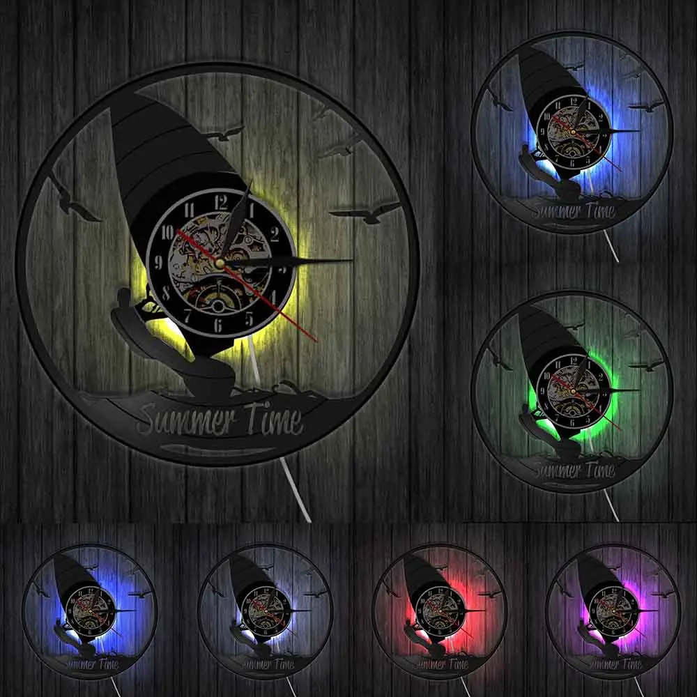 Часы летние настенные виниловые украшения для спортивной комнаты съемки