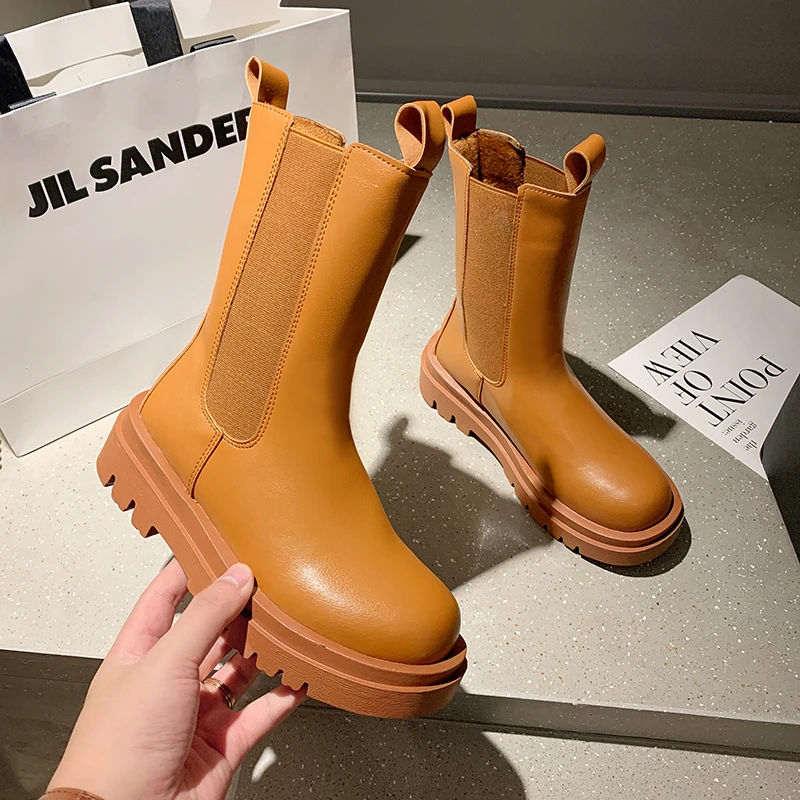 

Новинка; Роскошные ботинки «Челси»; Женские ботильоны; Зимняя обувь на массивном каблуке; Ботильоны на платформе; Ботинки на не сужающемся к...