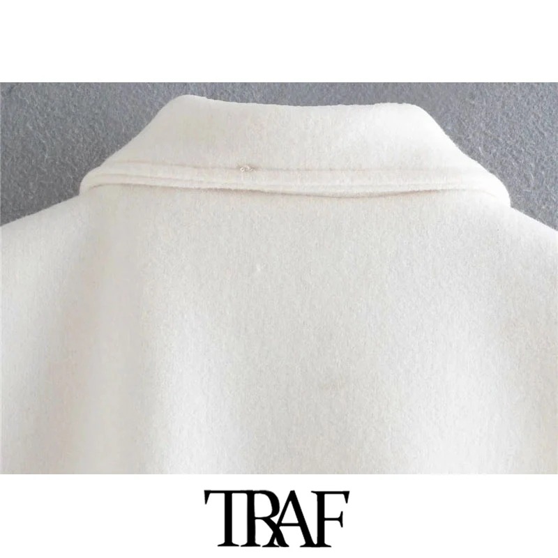 

TRAF Women Fashion With Drawstring Woolen Waistcoat Vintage Sleeveless Pockets Female Vest Coat Chic Tops