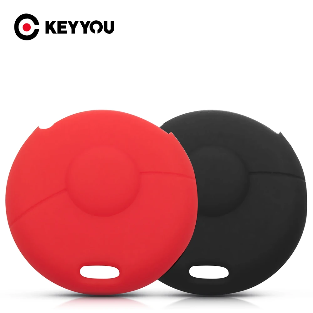 

KEYYOU For Mercedes Benz Smart Fortwo 450 Forfour 1998-2012 Car Remote Key Replacement Case Silicone Rubber Case Cover 1 Buttons
