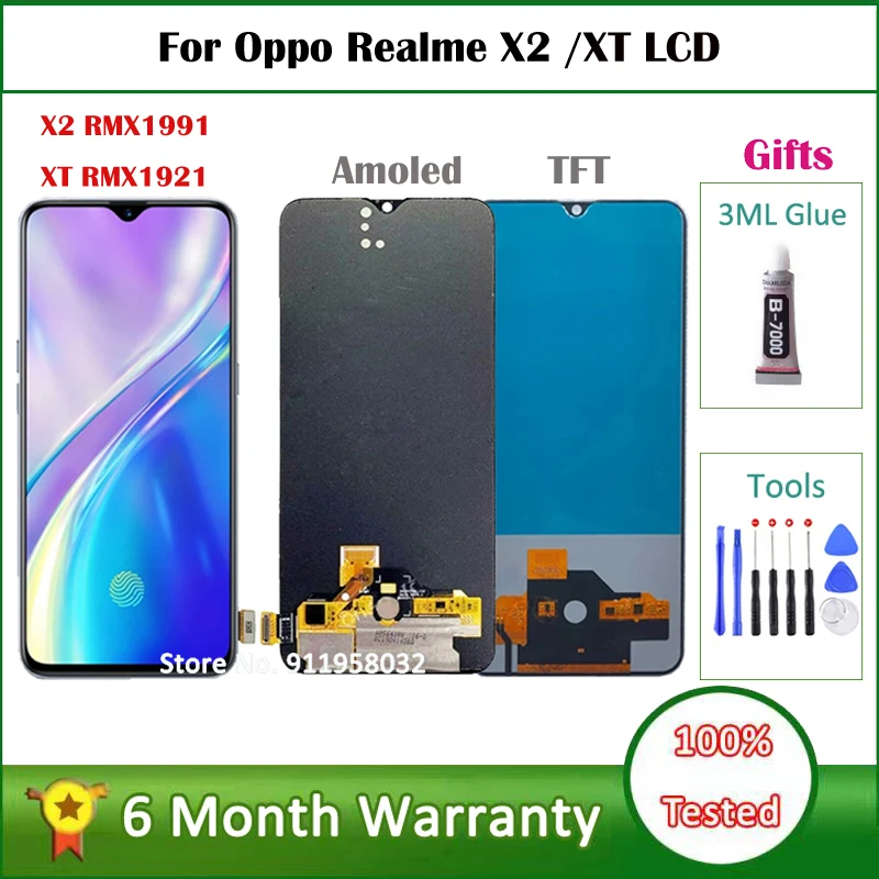 ЖК-дисплей 6 4 дюймов Supor Amoled для Oppo Realme X2 RMX1991 сенсорная панель дигитайзер в сборе XT