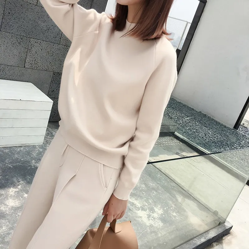 

Sweater Knitted Suit Tracksuit For Women 2 Piece Set Knit Top And Pant Suits Warm Matching Co-matching Set Winter Fall Clothing