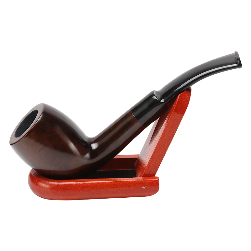 

Natural Handmade Ebony Wood Smoking Pipe With Bent Stems Tobacco Pipe Gift for Father And Smoker