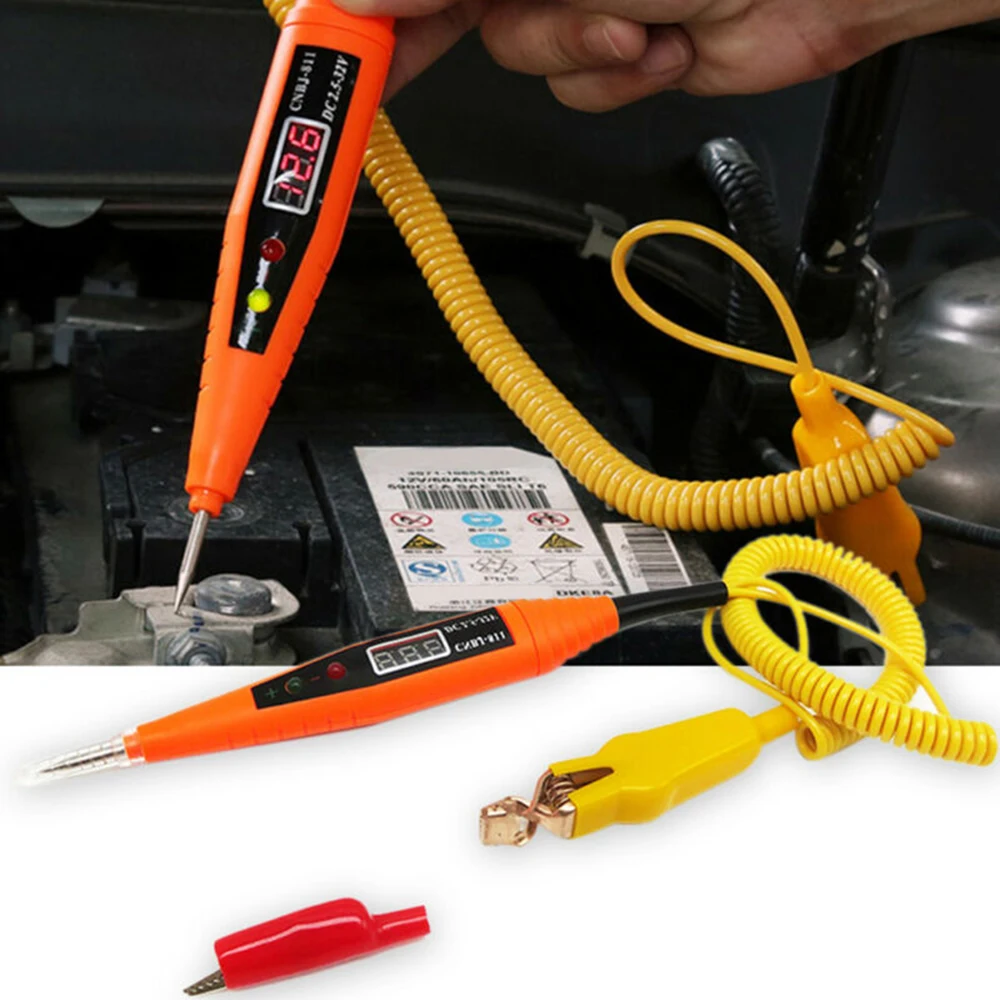 

Car Voltage Test Pen Auto Digital LCD Electric Probe Detector Tester Clip