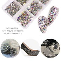new 1000pcs mix sizes glass crystal ab non hotfix rhinestone set flatback glass stone nail art rhinestones for diy decorations