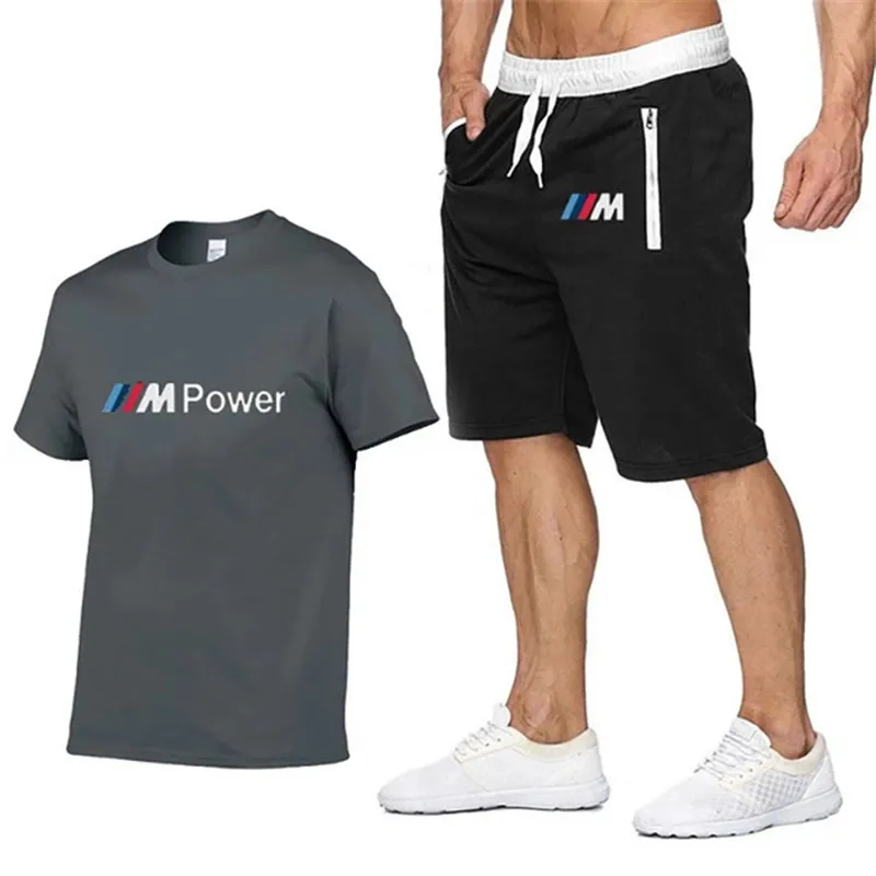 

Fashion t-shirt Shorts Set Men Summer 2pc Tracksuit+Shorts Sets Beach Mens Casual Tee Shirts Set Sportswears S-XXL