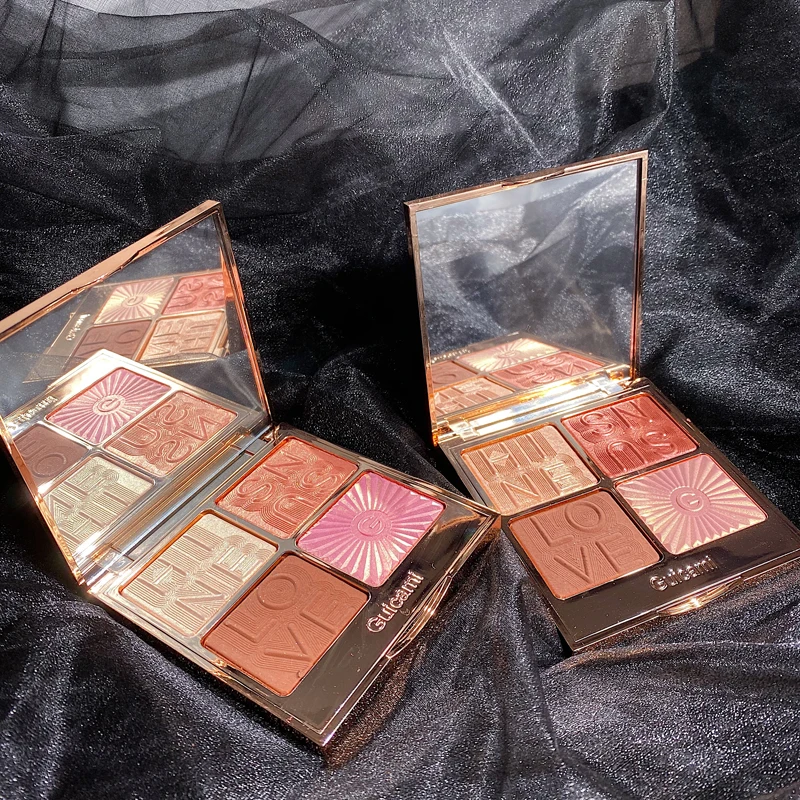 

4 Color Highlighter Palette Makeup Highlight Iluminador Face Bronzer Shimmer Powder Texture Contour Brighten Face Blush Cosmetic
