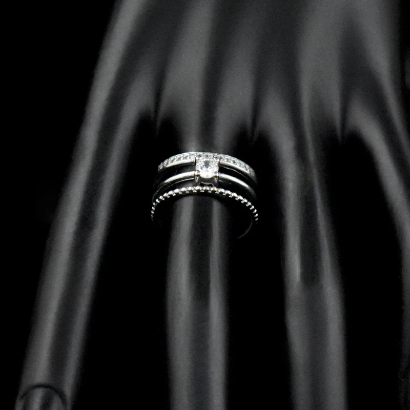LYNNE Jewelry Fashion 925 Sterling Silver AAA Zircon Multilayer Rings Resizable 3 Layer Rhinestone CZ Rock Ring Women Fine Gift | Украшения