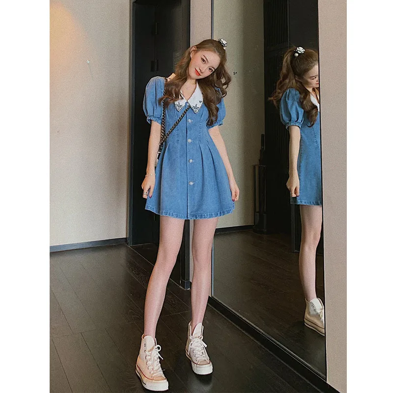 Женское летнее джинсовое платье повседневное однотонное праздвечерние чное