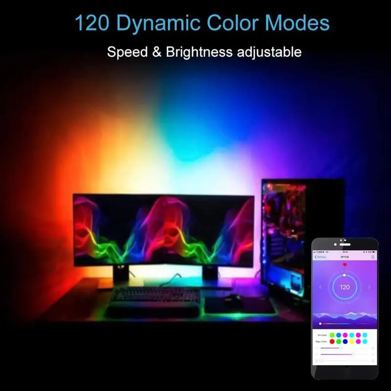 

SP110E full color 1903 light strip 2812 bluetooth controller with mobile phone programming 5v12v APP light WS2811 Q9I2