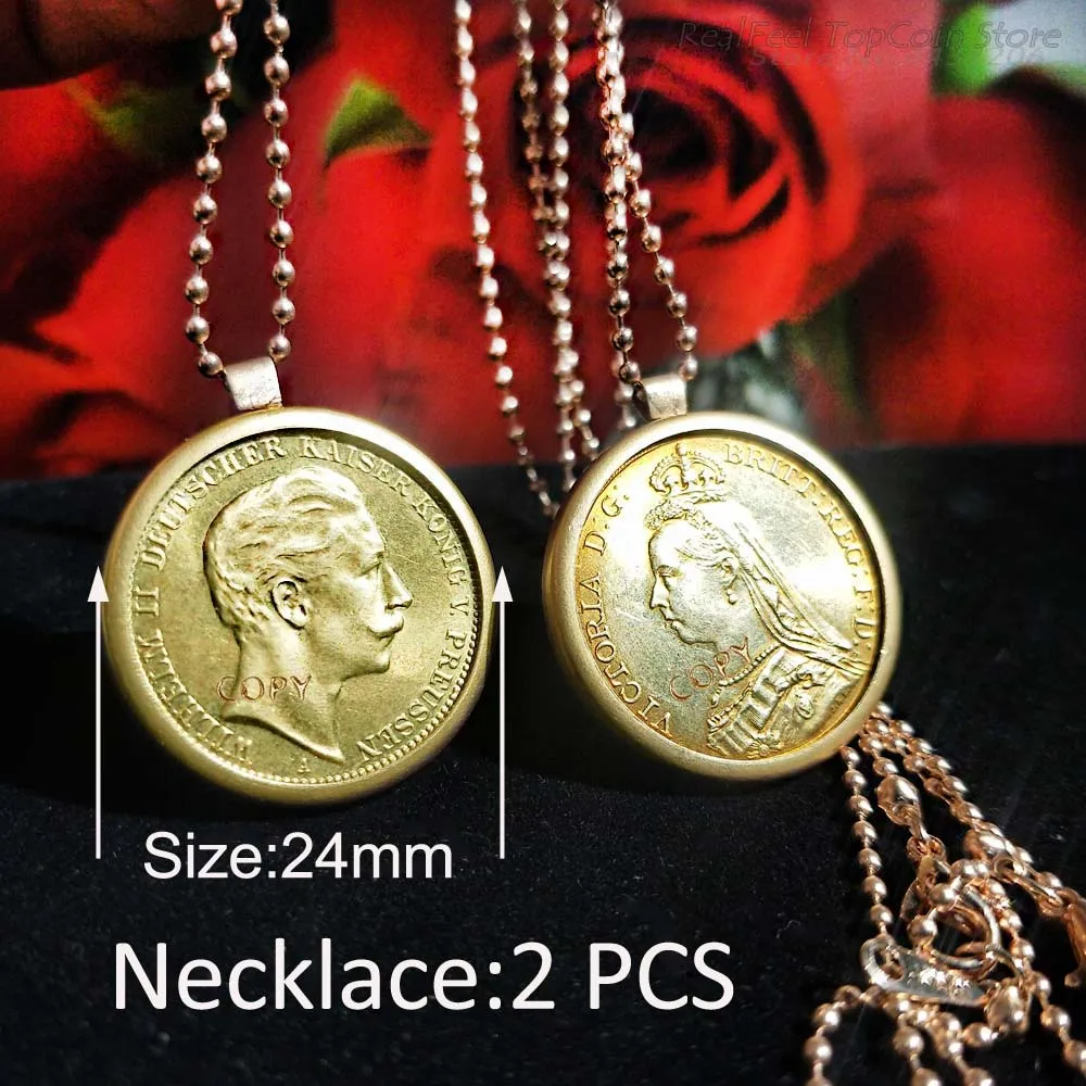 Золотое ожерелье 2 шт. подвеска в виде марка копия монет золотые монеты королевы