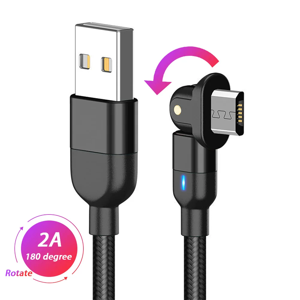 

Micro USB Cable 2A Fast Charging Data Cord for Samsung Xiaomi Right Angle Microusb Kabel Micro USB Phone Charger Cable 90 Degree