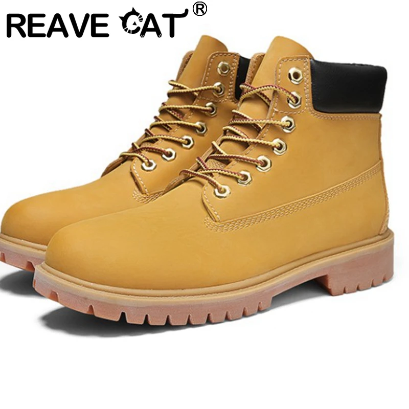 

REAVE CAT 2021 New Neutral Leather Lace Up Shoes High Quality British Snow Autumn Winter Casual Ankle Boots 35-46 Outdoor F1421