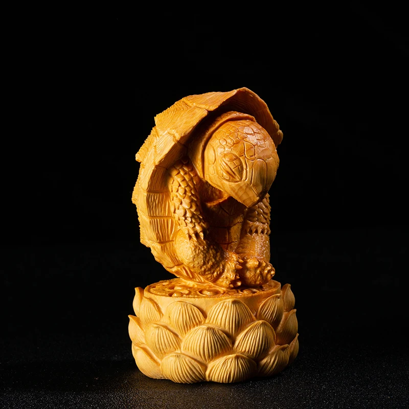 

XS068-8 см ручной резной резьба из самшита Статуэтка черепахи Домашний Декор-Черепашки скульптура Народное ремесло