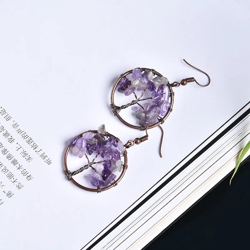 

Fashion colorful natural crystal earrings amethyst rose quartz can be used for party DIY earrings couple jewelry holiday gift
