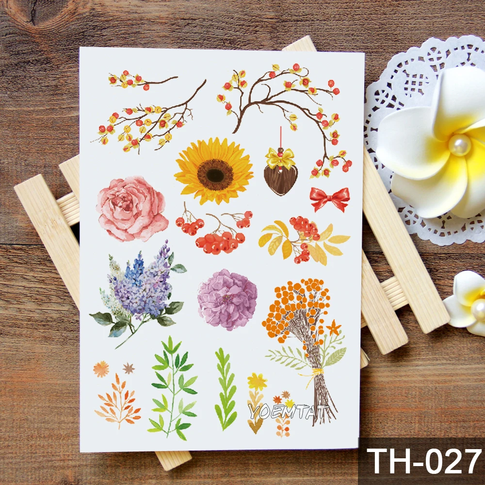 Waterproof Temporary Tattoo Sticker Leaves Flowers Kids Cute Tatoo Arm Neck Sexy Body Art Fake slut Tatto Women Men | Красота и