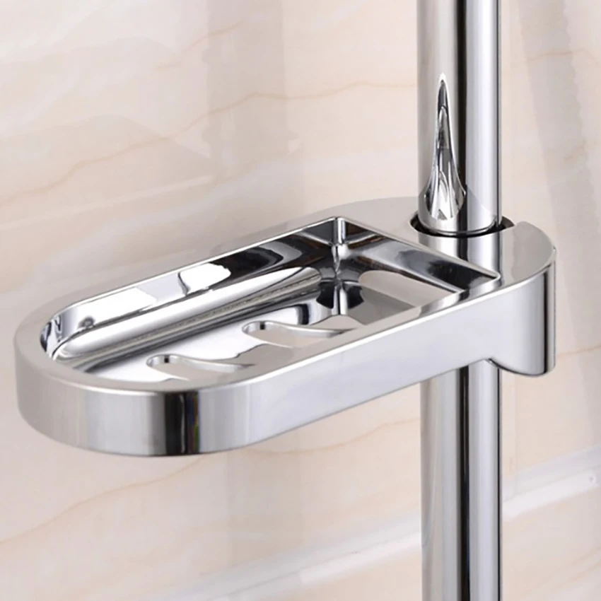

ABS Adjustable Shower Rod Lifting Soap Box Rack Electroplated Slide Soap Plates Holder For Bathroom Shower Soap Dishes Box