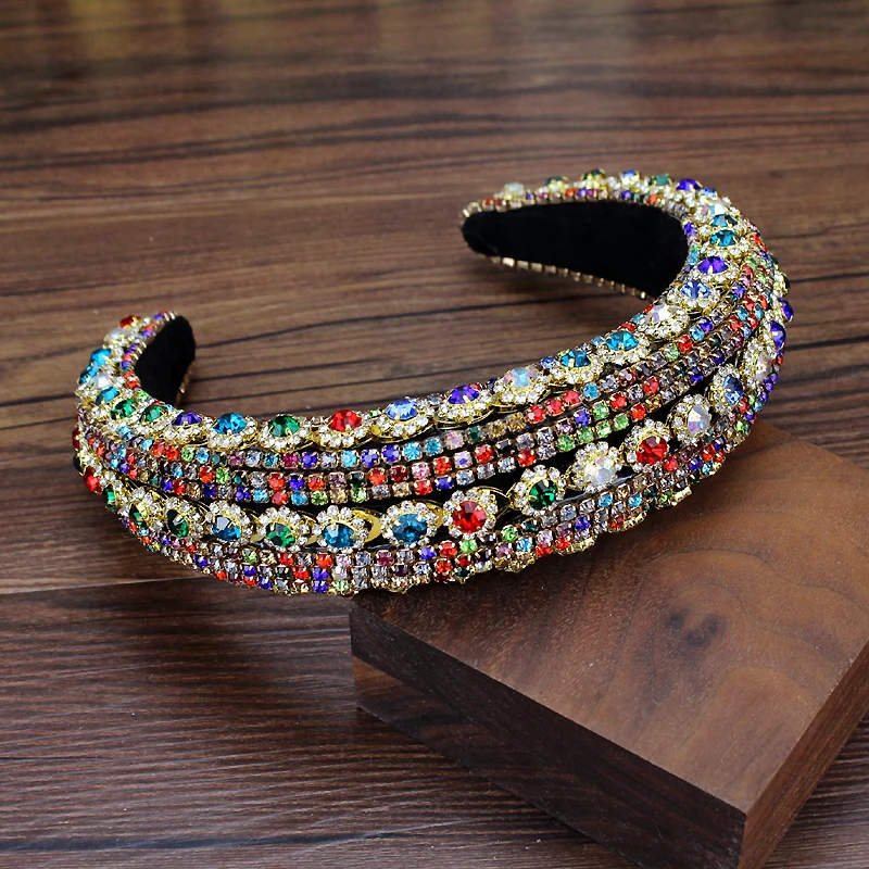 Ful Full Crystal Padded Headband Rhinestone Baroque Hairband For Charming Women Diamante Bridal Hair Accessories