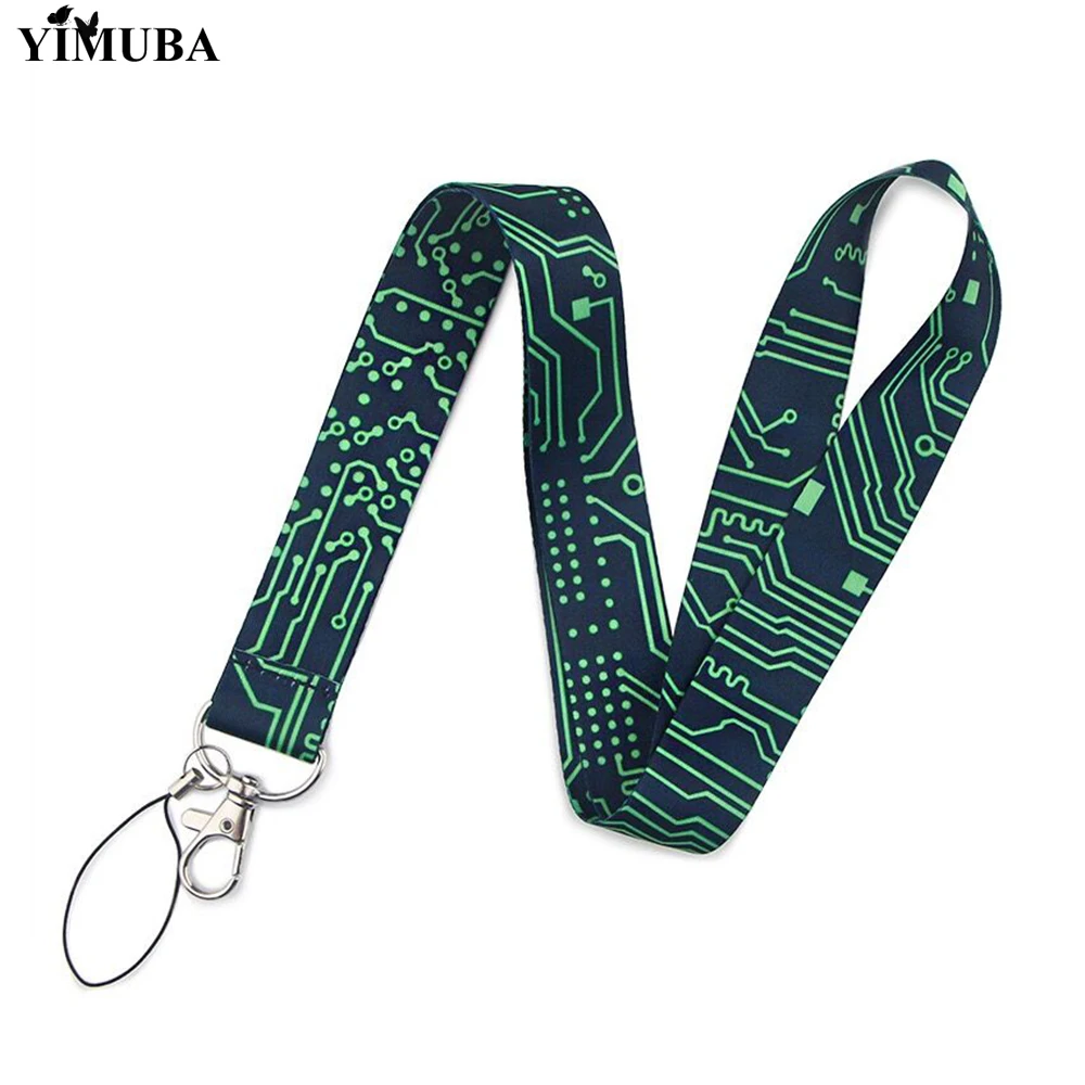 Шнурки для ключей YIMUBA с принтом компьютерной платы брелок USB держателем ID карты