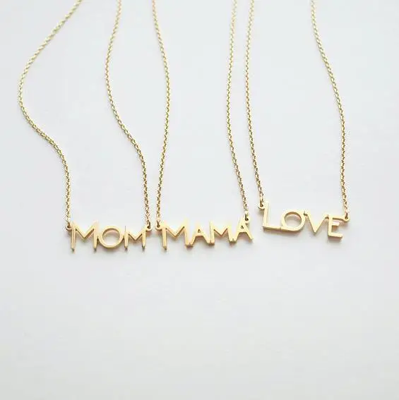 Простая цепочка золотого цвета с буквенным принтом ожерелье надписью love mama