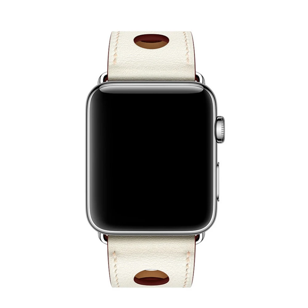 Последняя модель ремешка для Apple Watch 3 2 1 38 мм 42 мм мягкий три отверстия кожаный водостойкий ремешок для Iwatch серии 5 4 44 мм 40 мм