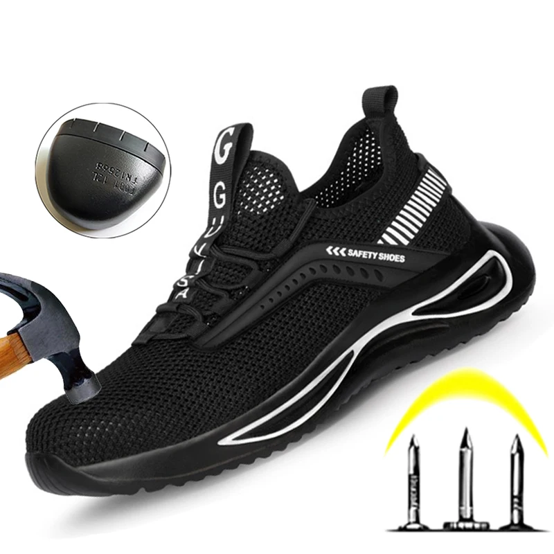 

Guyisa new mesh breathable safety shoes men light anti-smash puncture-proof work sneakers male work safety boots security boots