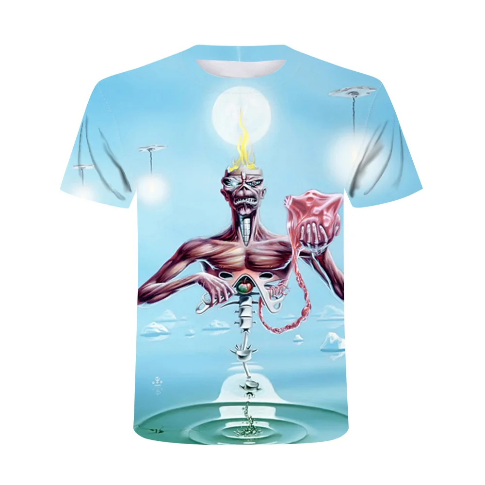 

2021 New 3D heavy metal skull t-shirt Punk festival rock t shirt Men Printed Casual Tshirt O Neck Hip Hop Short Sleeve Plus-Size