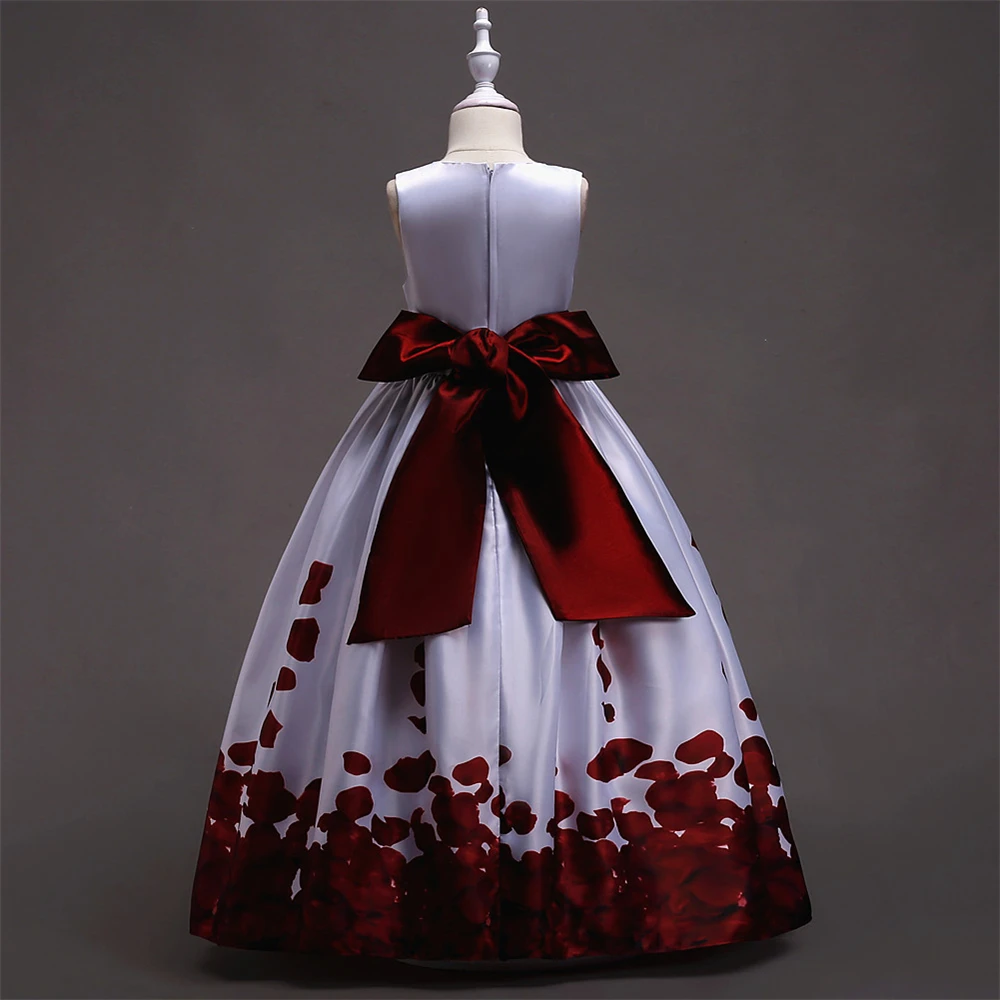 Children Communion Dresses for Kids Girls Princess Graduation Gowns Teenger Formal Flower Printed Wedding Ceremony |