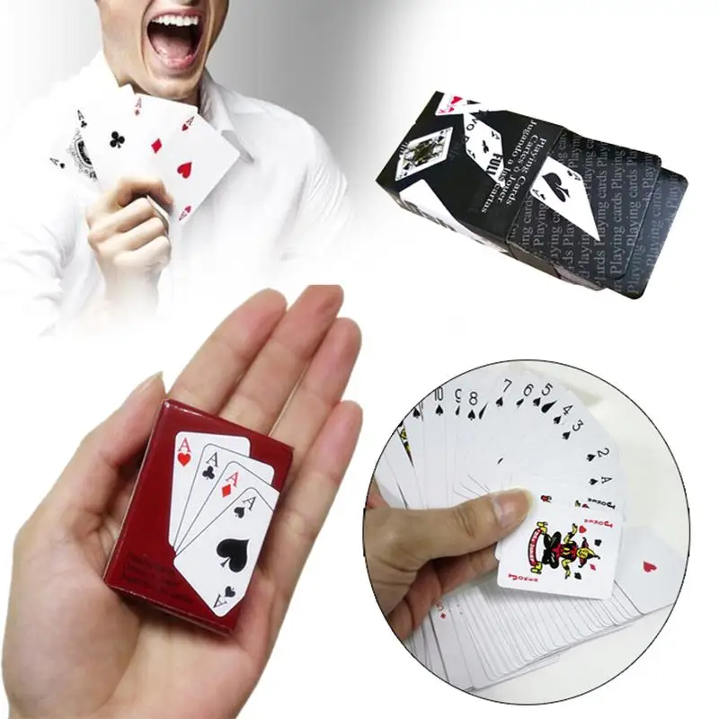

Mini Poker Cards Mini Poker Paper 5.3*3.8*2cm Fun Gambling Squeezer Doll'S Toys Home Decoration Poker Miniature Small