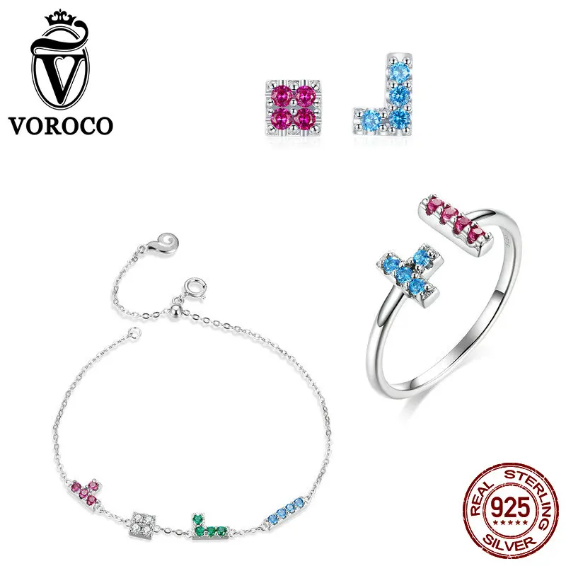 Комплект украшений VOROCO ZBS197 из настоящего серебра 925 пробы для женщин модные